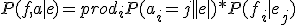 P(f, a | e) = prod_i P(a_i = j | |e|) * P(f_i | e_j)