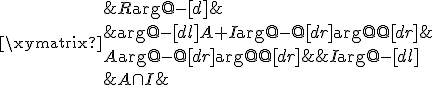 $\xymatrix{
&amp; R \ar@{-}[d] &amp; \\
&amp; \ar@{-}[dl] A + I \ar@{-}@[dr] \ar@{~}@[dr]&amp; \\
A \ar@{-}@[dr] \ar@{~}@[dr]&amp; &amp; I\ar@{-}[dl] \\
&amp; A \cap I &amp;
}$