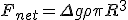 F_{net}=\Delta g \rho\pi R^3
