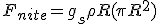 F_{nite}=g_s\rho R (\pi R^2)