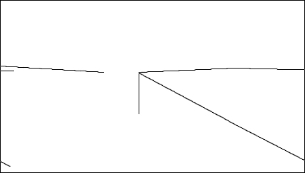 \begin{picture}(440,250)
\put(000,000){\line(440,000)}
\put(000,000){\line(000,250)}
\put(439,000){\line(000,250)}
\put(000,249){\line(440,000)}
\put(000,155){\line(150,-10)}
\put(200,145){\line(140,+7)}
\put(340,152){\line(120,-4)}
\put(200,145){\line(130,-70)}
\put(330, 75){\line(125,-65)}
\put(200,145){\line(0,-60)}
\end{picture}