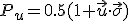 P_u = 0.5(1 + \vec{u}\cdot\vec{\sigma})